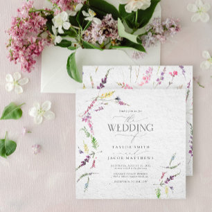 Convites Elegante Floral de Aquarela Casamento de Flores Si