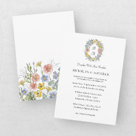 Convites Elegante Floral de Flor Silvestre Monograma Crista