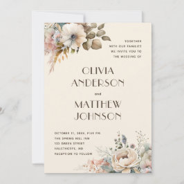 Convites Elegante floral de jardim suave casamento em aquar