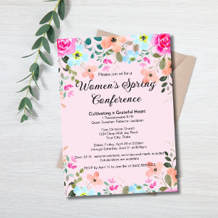 Convites Elegante Floral de Primavera para Mulheres Retiro 