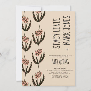 Convites Elegante Floral Desenhada à Mão Script Fancy Casam