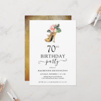 Elegante Floral Dourado Alto Salto 70 de Aniversár