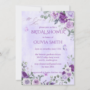 Convites Elegante Floral em Aquarela Roxa