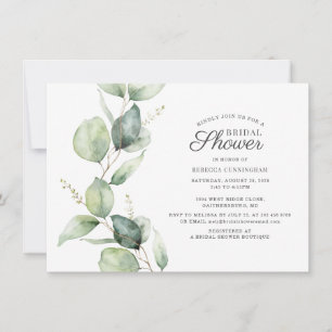 Convites Elegante Floral Eucalyptus Deixa Chá de panela