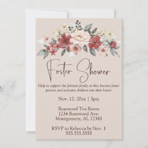 Convites Elegante Floral Foster Care Baby/Child Chá