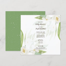 Convites Elegante Floral Gênero Neutro Chá de fraldas