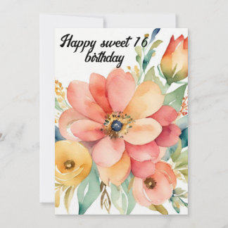 Convites Elegante Floral & Glitter Doce 16º Aniversário