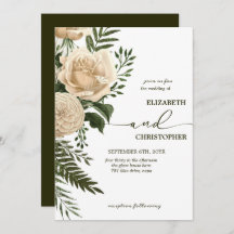 Elegante Floral Greenery e Buquês de Creme Casamen