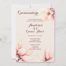 Convites Elegante Floral Magnolia Quinceañera CUSTOM