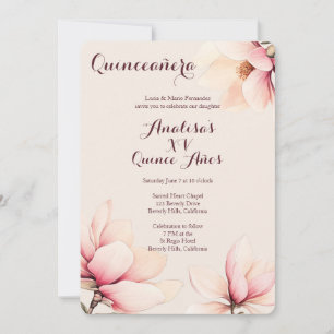 Convites Elegante Floral Magnolia Quinceañera CUSTOM