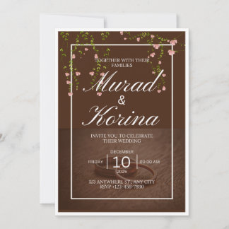 Convites Elegante Floral Marrom Escuro