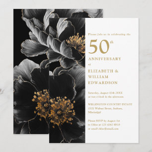 Convites Elegante Floral Moderno Chique 50º Aniversário