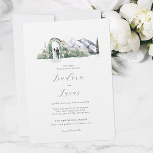 Convites Elegante Floral Montanha Casamento