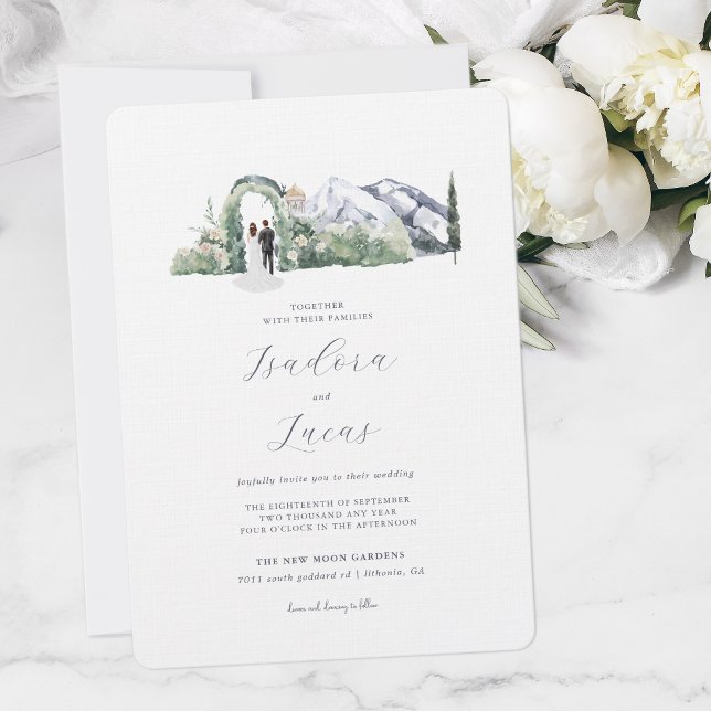 Convites Elegante Floral Montanha | Casamento (Criador carregado)