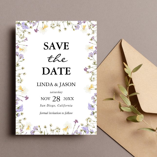 Convites Elegante Floral Neutro para Salvar a Data de Casam (Elegant neutral floral save the date invitation adds timeless charm to your big day announcement.)
