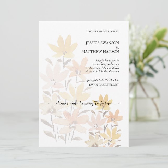 Convites Elegante Floral Romântico Boho Jardim (Em pé/Frente)