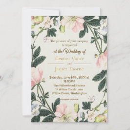 Convites Elegante Floral Romântico Design de Casamento de W