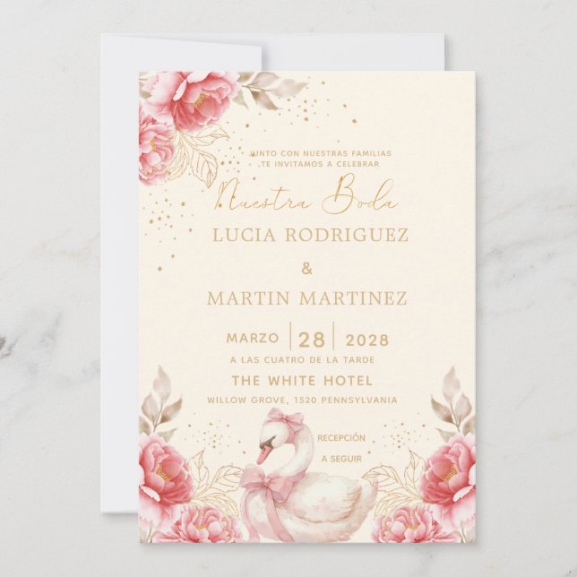 Convites Elegante Floral Romântico Nosso Casamento (Frente)