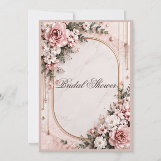 Convites Elegante Floral Rosa Bege