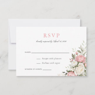Convites Elegante Floral Rosa Bege Vegetação Casamento RSVP