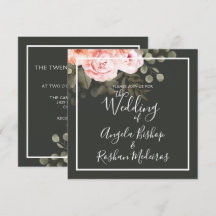 Elegante Floral Rosa Corado Botânico Moderno Casam