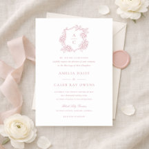 Elegante Floral Rosa Crest de Hydrangea Casamento