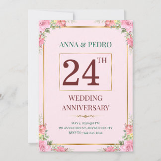 Convites Elegante Floral Rosa de Casamento Aniversário