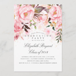 Convites Elegante Floral Rosa e Festa de formatura Moderna
