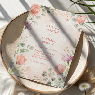 Convites Elegante Floral Rosado