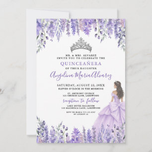 Convites Elegante Floral Roxo Quinceanera