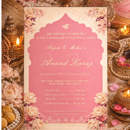 Convites Elegante Floral Sikh Anand Karaj