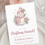 Convites Elegante Floral Snowman Brunch<br><div class="desc">Este doce convite de festas de brunch de Natal apresenta um elegante boneco de neve floral rosa com um roteiro elegante, escrito à mão. Perfeito para celebrar os feriados no estilo, este convite certamente impressionará seus convidados. O convite pode ser personalizado para incluir seu nome, detalhes da festa e quaisquer...</div>