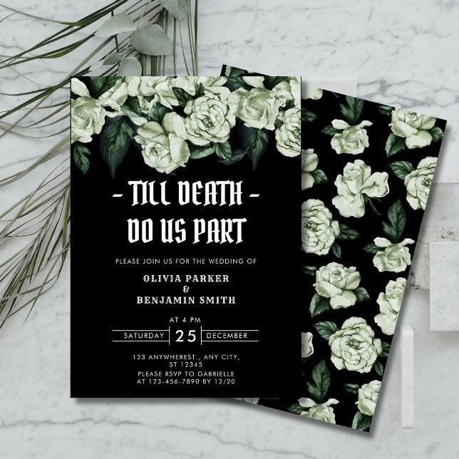 Convites Elegante Floral Till Death Nos Parte Wedding (till death do us part wedding invitation)