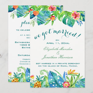Convites Elegante Floral Tropical Nos Casamos Com Recepçã