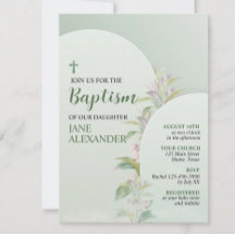 Elegante Floral Verde Pastel Batismo