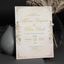 Convites Elegante Floral Vintage Aquarela Boho Casamento