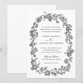 Convites Elegante Floral Vintage Francês Rosas Casamento