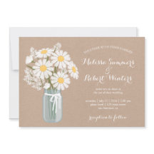 Elegante Floral White Daisies Mason Jar Wedding