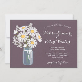 Convites Elegante Floral White Daisies Mason Jar Wedding