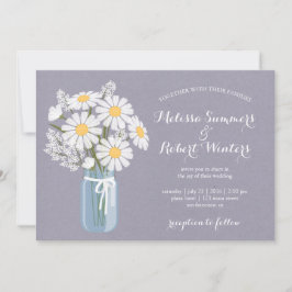 Convites Elegante Floral White Daisies Mason Jar Wedding