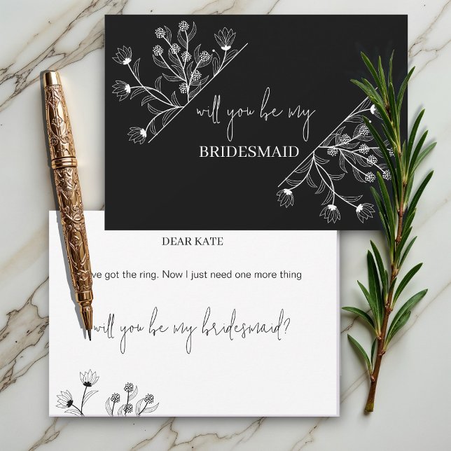 Convites Elegante Floral "Will to be my Bridesmaid" (Criador carregado)