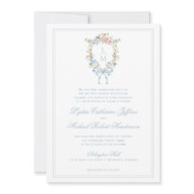 Elegante Floral Wreath Crest | Casamento Monograma