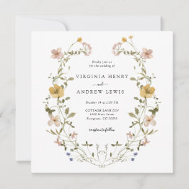 Convites Elegante Floral Wreath Wedding
