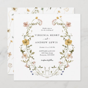 Convites Elegante Floral Wreath Wedding