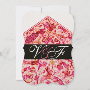 CONVITES ELEGANTE FLORENTINO ANTIGO MONOGRAMA FLORAL ROSA