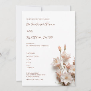 Convites Elegante Flores 3D Rosa Blush
