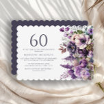 Convites Elegante Flores Roxas Adulto 60º Aniversário<br><div class="desc">Flores roxas elegantes, convite de aniversário 60º adulto/feminino. Este convite pode ser adquirido impresso ou como convite digital para compartilhar com a família e os amigos nas mídias sociais ou por e-mail. Entre em contato comigo para obter assistência com suas personalizações ou para solicitar outros produtos Zazzle correspondentes ou coordenadores...</div>