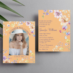 Convites elegante flores silvestres, foto-graduação em lara