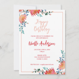 Convites Elegante, Flores Whimsical Aniversário