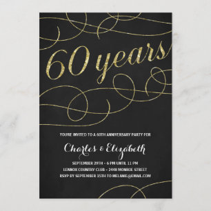 Convites Elegante Flourish Faux Gold Foil 60.o Aniversári
